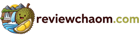 โลโก้ ReviewChaom.com รีวิวที่พักชะอม น้ำตกโกรกอีดก ทุเรียนภูเขาชะอม